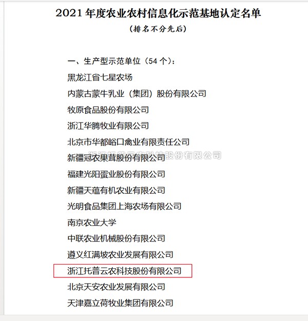 丝瓜污视频入选2021年度全国农业农村信息化示范基地